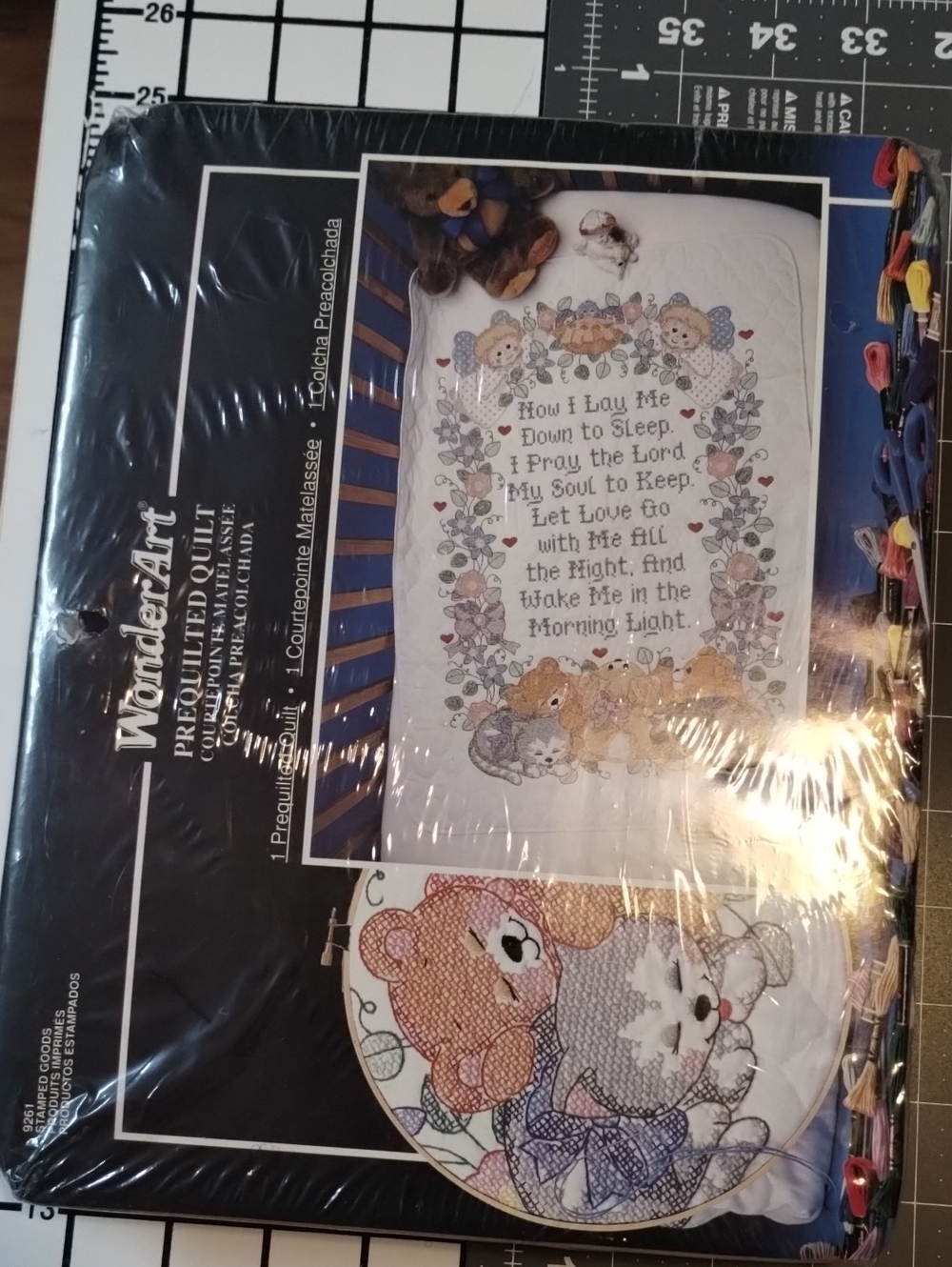 Vintage WonderArt Prequilted Baby Quilt Kit.